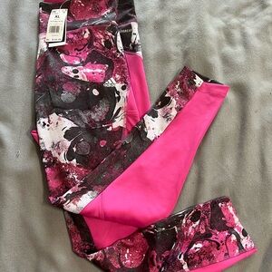 Adidas Women Pink and Black Leggings